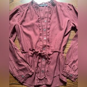 Abercrombie & Fitch Maroon Ruffle Blouse